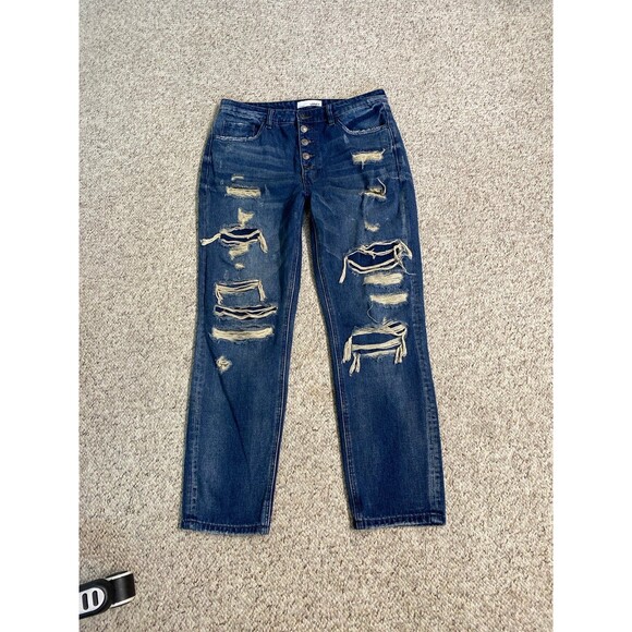 29 Buckle Vervet 90s Boyfriend High-Rise Exposed Button Fly Ripped Distressed - Picture 1 of 7